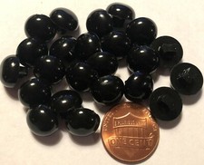 24 Small Domed Shiny Glossy Black Plastic Shank Buttons 7/16" 11mm 10130