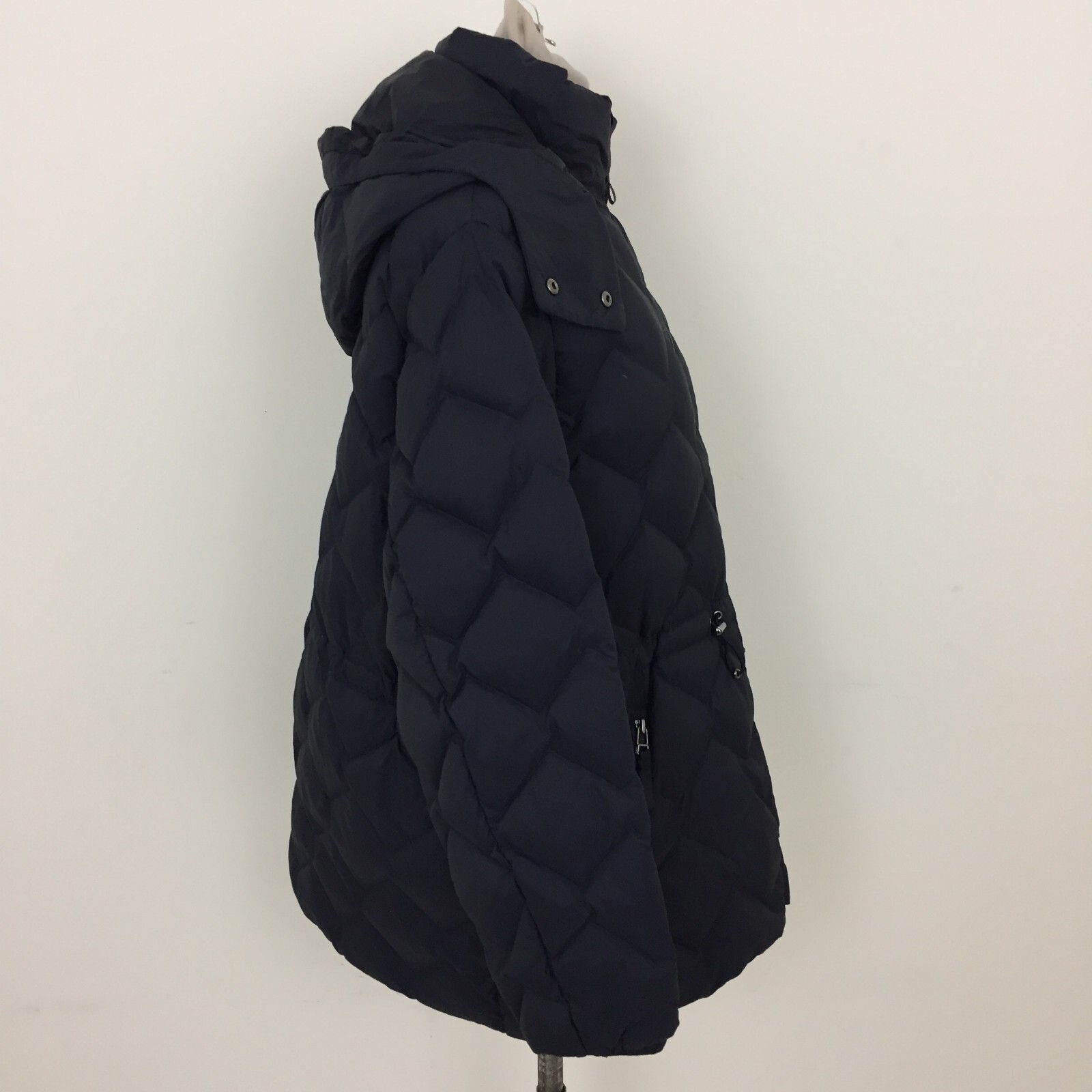 M&S Women's Jacket Size 18 Navy Blue Down Hood Stormwear Zip