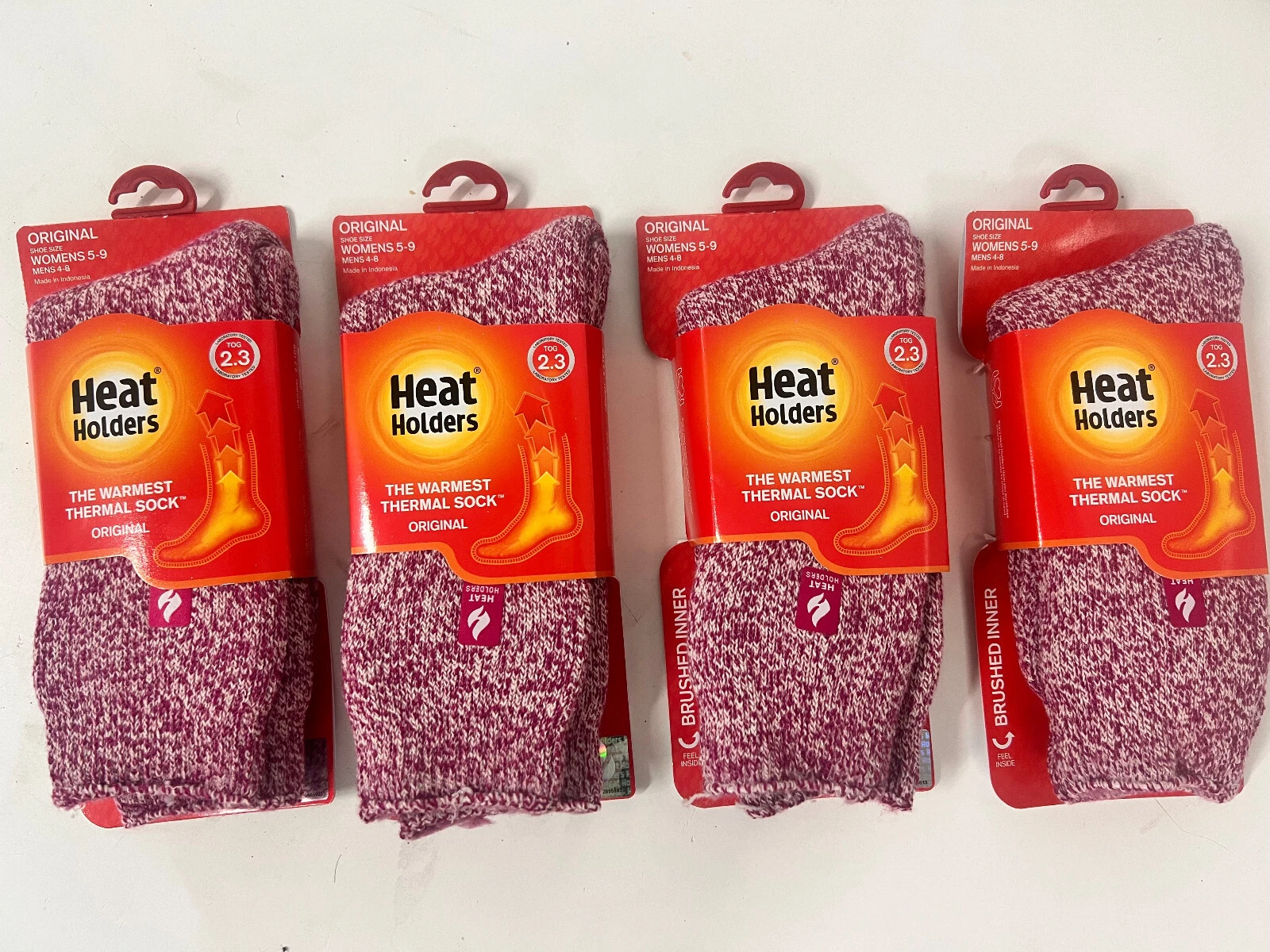 4 PAIR Heat Holders ORIGINAL Berry/Light Pink Crew Socks - 7X Warmer
Opens in a new window or tab