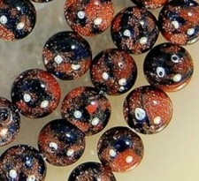 Natural 10mm Blue Brown Gold Sandstone Round Gemstone Loose Beads 15"