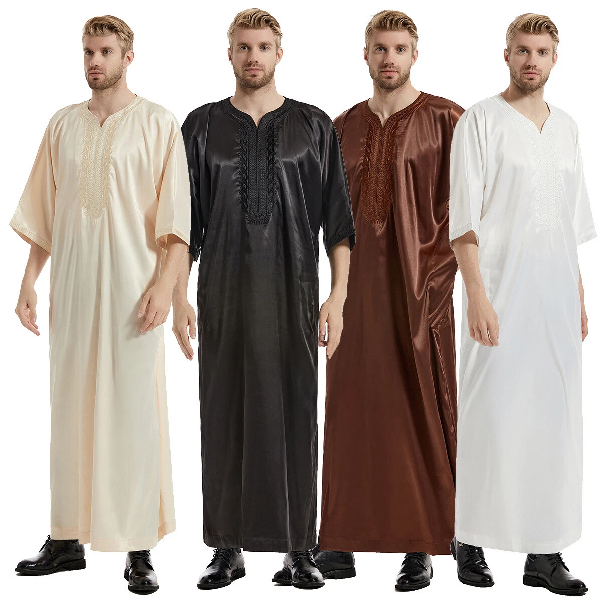 Islamic Men Clothes Dress Robe Muslim Turkey Jubbe Saudi Abaya Dubai Eid  Ramadan