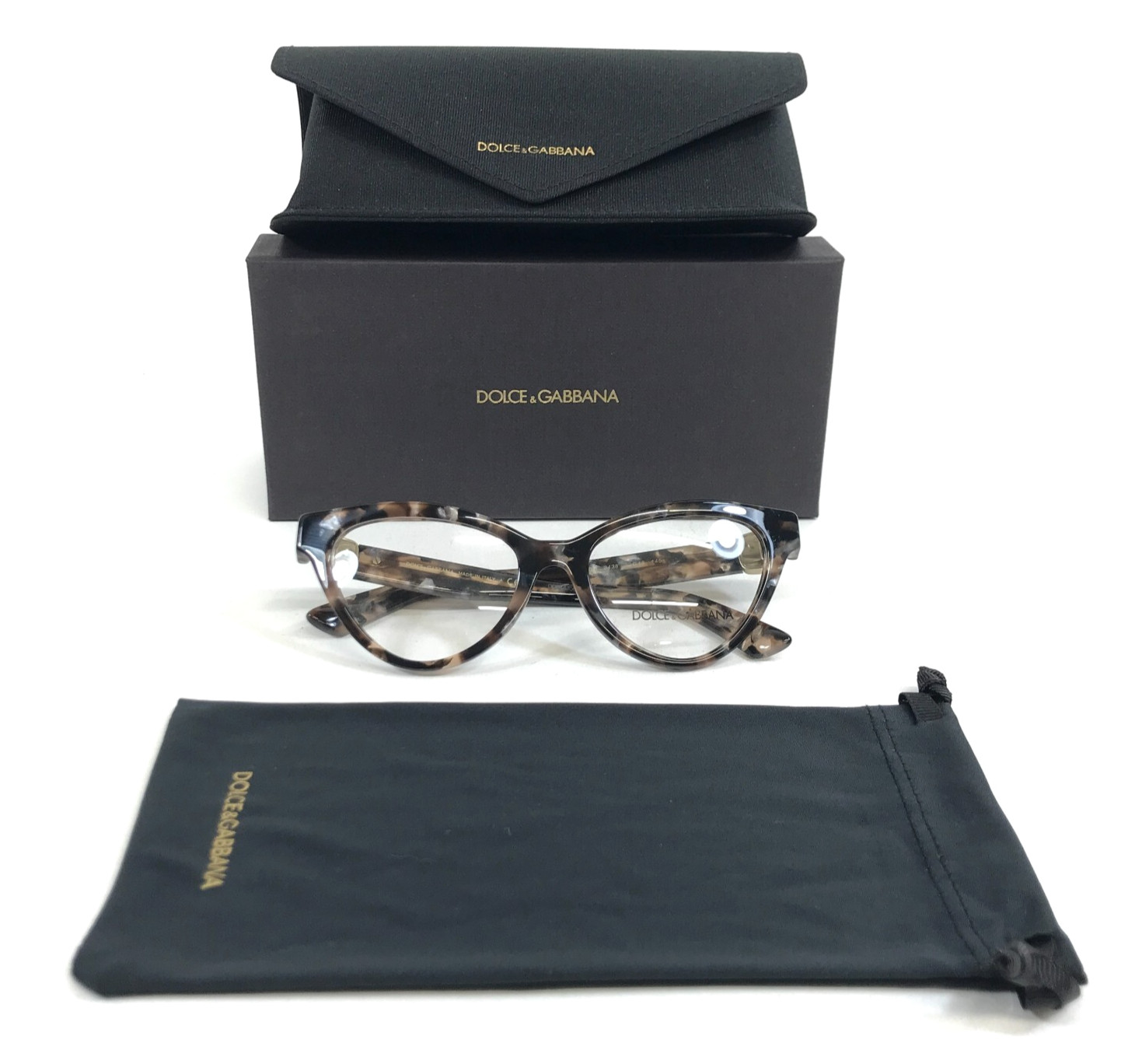 Dolce & Gabbana Eyeglasses Frame DG3394 3438 Havana Brown Pearl Marble 52-18-145