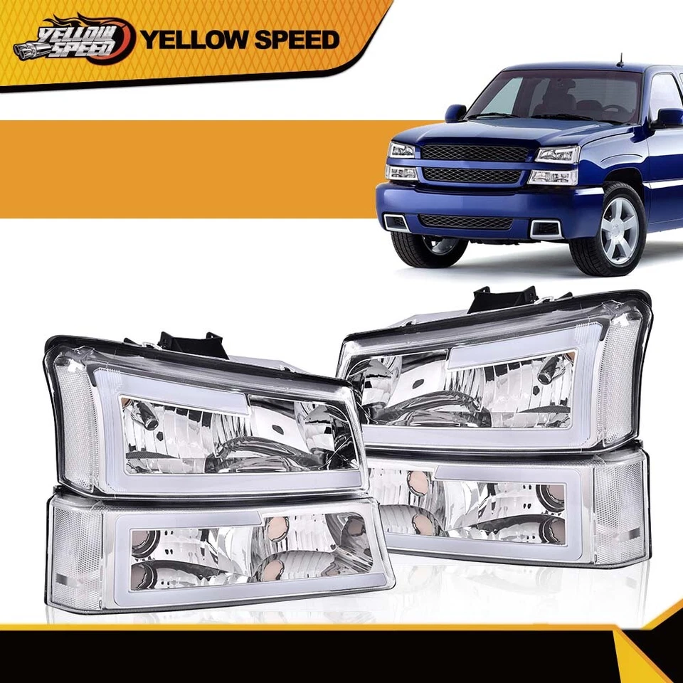 Faros + luz de parachoques aptos para Chevrolet Silverado 1500 2500HD 3500 2003-2006 Foto 2 de 4
