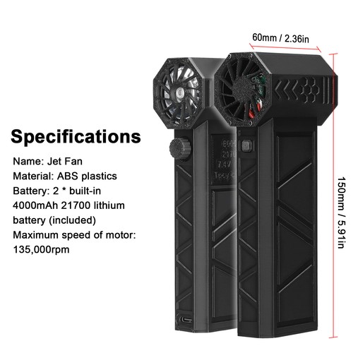 Handheld Jet Fan 130,000RPM Powerful Motor Ducted Turbofan High Dust N6E6 - Picture 8 of 11