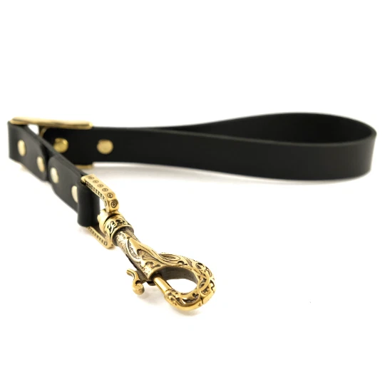 Correa de perro de cuero Odin' Wolves, correa de perro de cuero estilo norte antiguo accesorios de latón Foto 3 de 4