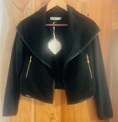 Enza & Lea Paris kurze Damen Jacke offen Blazer Sakko S schwarz Sweatjacke