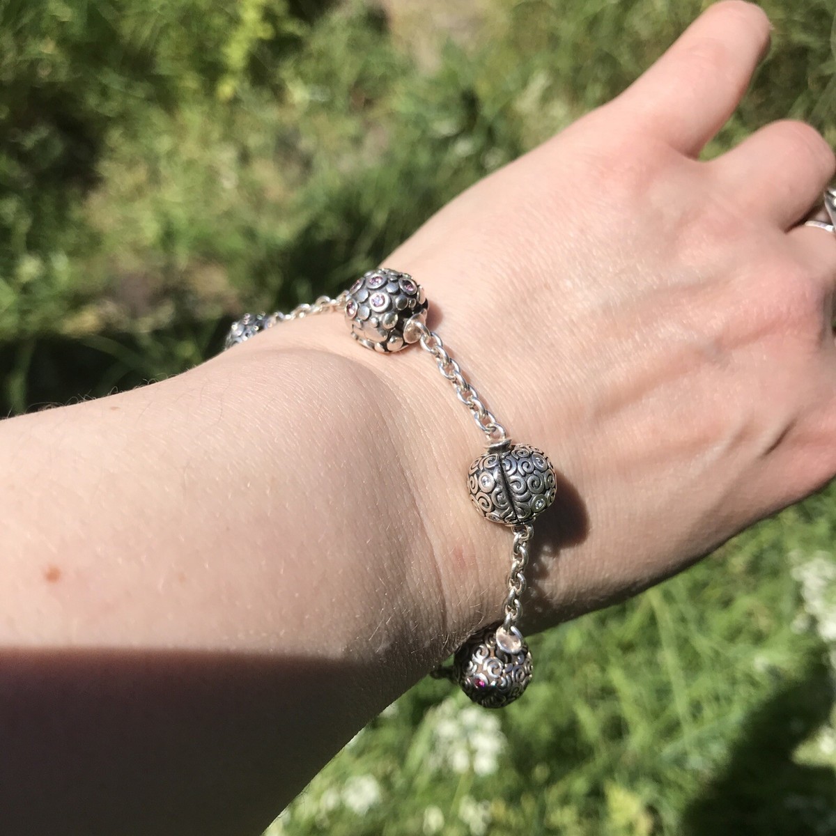 Pandora 18cm Clip Bracelet With 5 Zircon Clip Charms | eBay