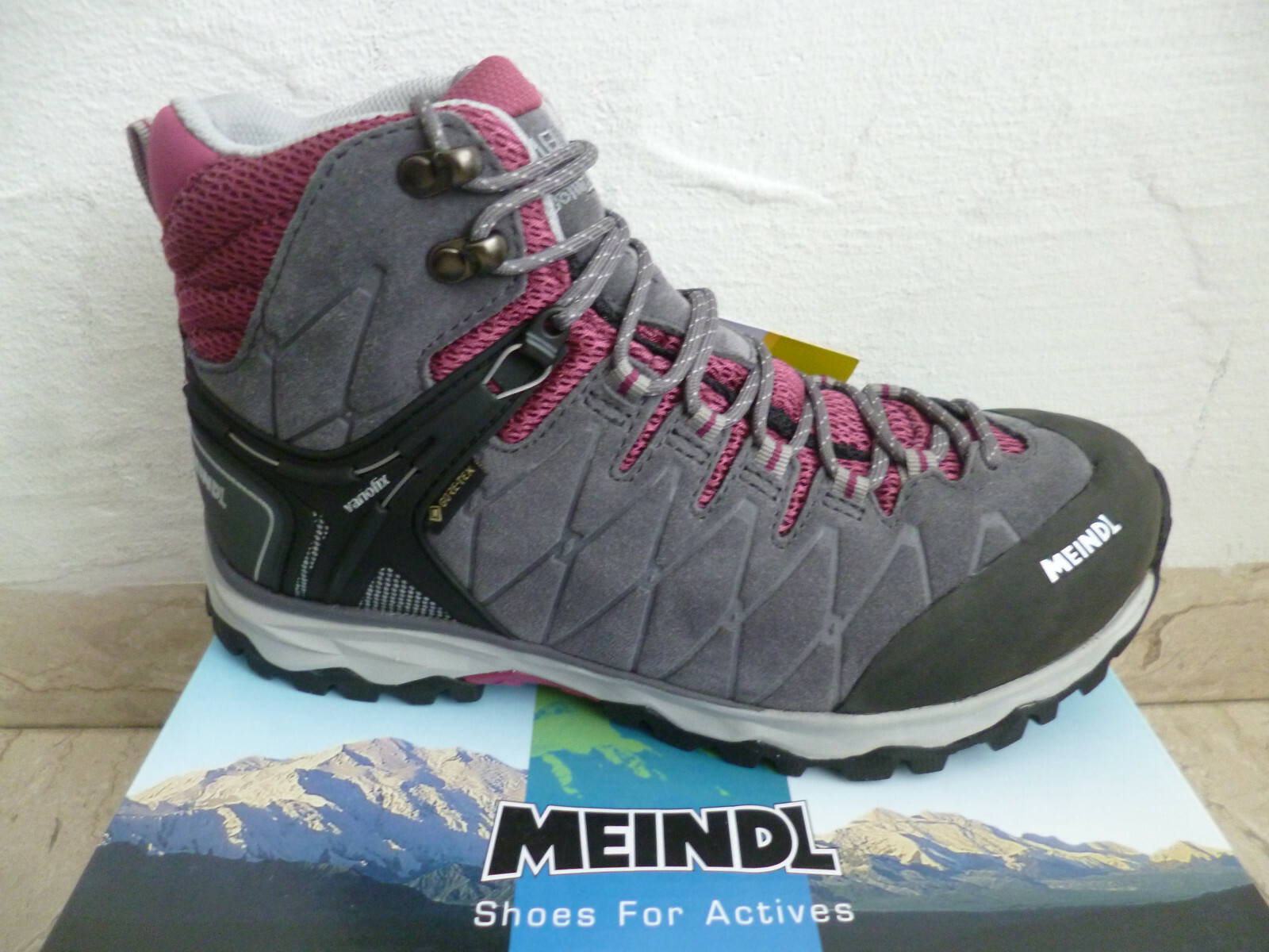 Meindl Mujer Botas Senderismo Calzado Deportivo Gore Tex Cuero Gris Nuevo