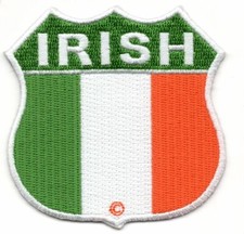 IRISH FLAG SHIELD Iron On Patch Motorcycle Biker Vest