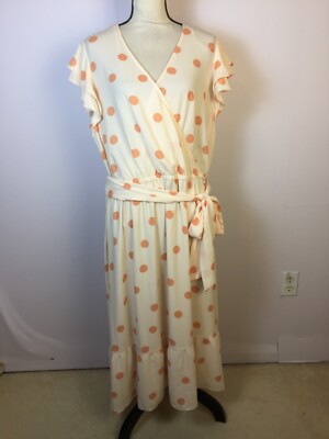 open lace back dress 1960s Orange & Pink Polka Dot Dress, Sz. Xs main image 0