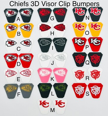 Chiefs Full Size 3D Visor Clip Bumpers For UA Style Clips(Clips Not Included)