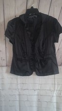Black Short Sleeve Jacket Button Closure For Women Size Medium