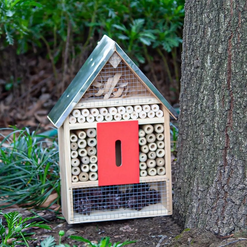4 Floor Hanging Insect House for Gardens, Natural Wooden Insect Hotel ...