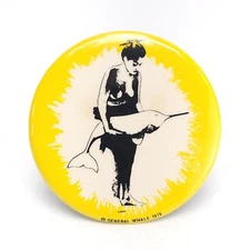 Vintage General Whale 1976 Round Button Pinback Pin 2.25" Marine Porpus Dolphin