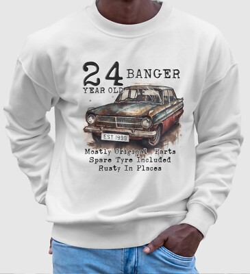 24. Geburtstag Sweatshirt Old Banger lustig Geschenk für Ihn Auto 24 Herren Sweat Top