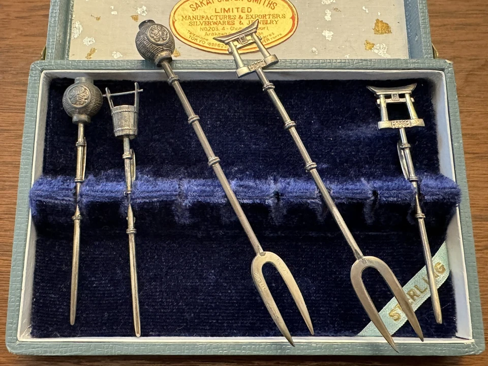 Vintage Sakai Silver Smiths Japan Sterling Silver 2 Forks Skewers Lapel Pins - Image 3 of 4