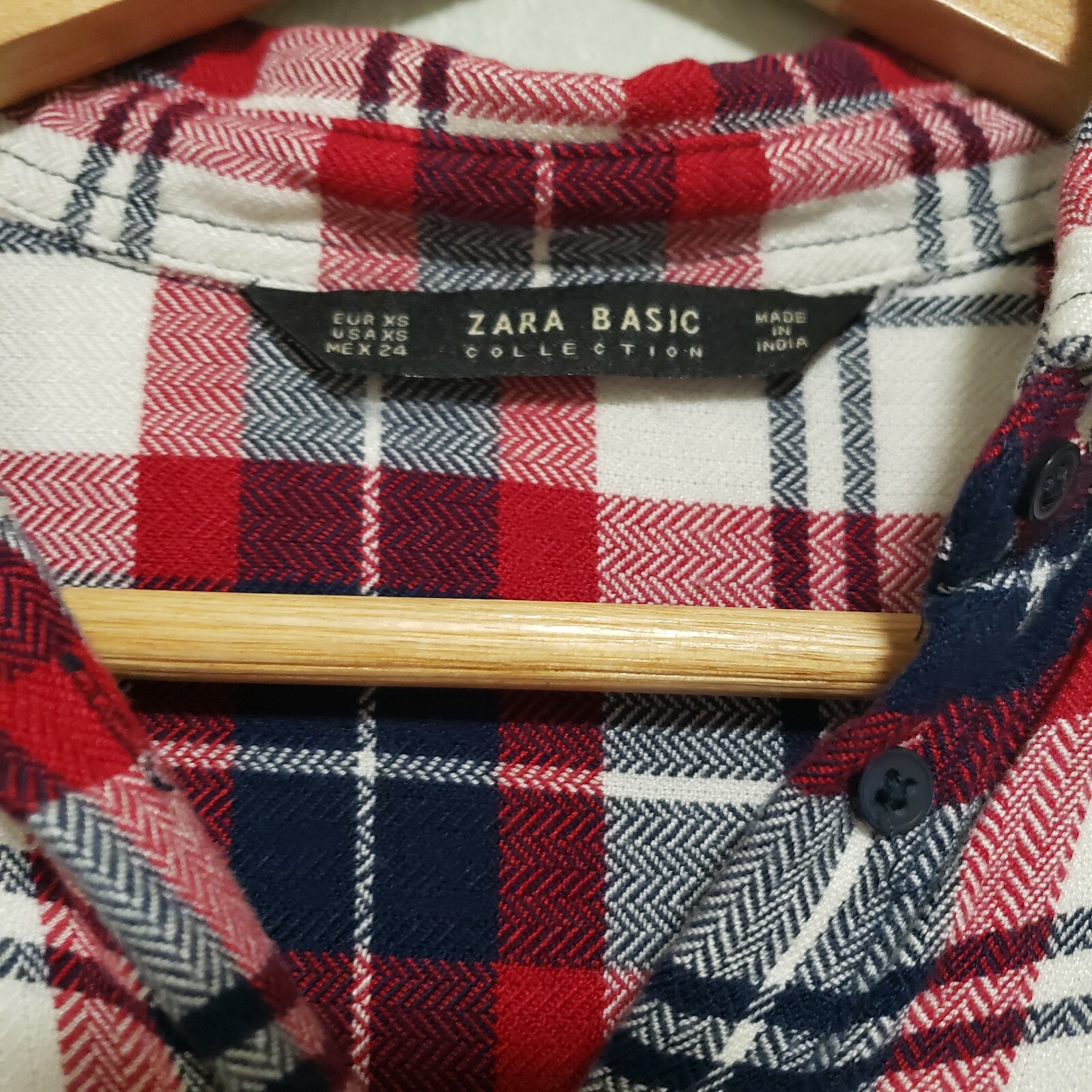 Zara Basic Collection Red Plaid Beaded Pockets Bu… - image 12