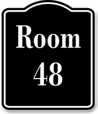 Room 48 Number Building BLACK Aluminum Composite Sign