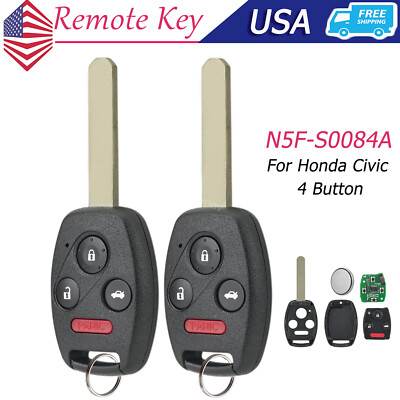 #ad #ad 2 Replacement for 2006 2013 Honda Civic Remote Key Fob ID46 Chip 4B N5F S0084A $17.79