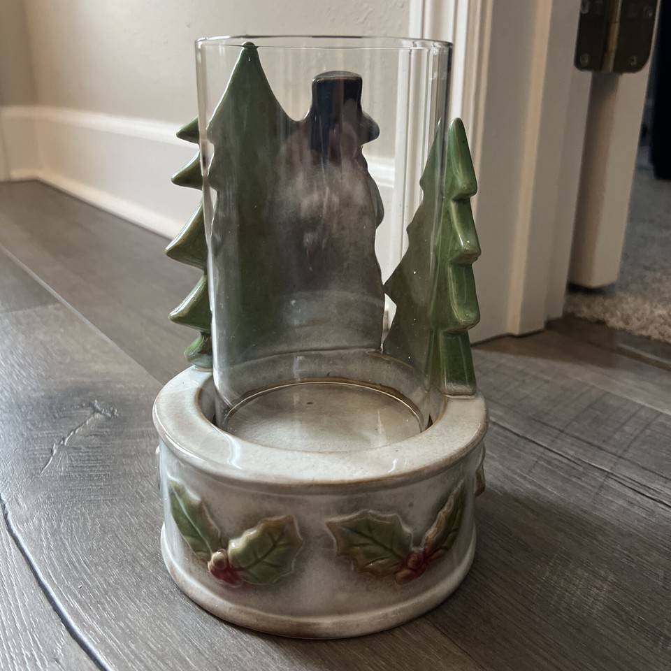 KIRKLAND'S Home Collection Christmas 8" Ceramic Snowman Hurricane