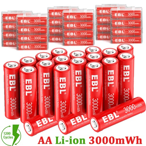 EBL AA Rechargeable Batteries 3000mWh Lithium liion 1.5V Battery with