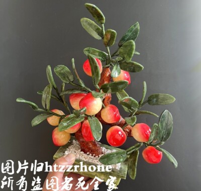 Jade Stone 12 Peach Bonsai Statue Gemstone Tree Fruit Plant Feng Shui Home  Decor | eBay.de