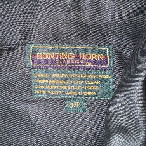Vintage Hunting Horn Dress Pants 37R Dark Gray Classic Wool Stripe Italy 36x29 - Picture 8 of 13