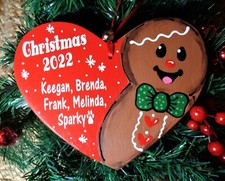 GINGERBREAD Man Christmas ORNAMENT Personalize U CHOOSE NAME  YEAR Heart Family