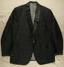 60s VTG shawl collar Lord West Tuxedo Jacket black brocade 40