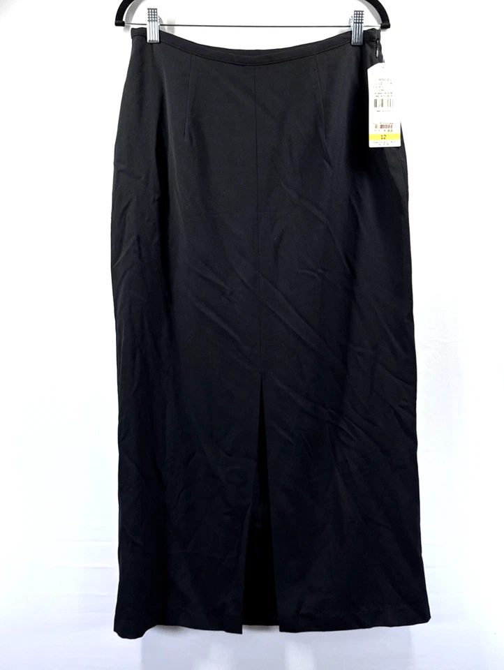 Falda midi lápiz sin cordones Karen Kane para mujer 14 negra mezcla de lana abertura gótica $118 EE. UU. Foto 3 de 4