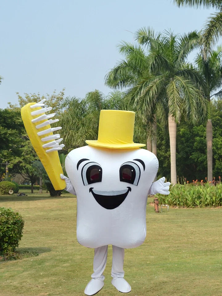 Disfraz de Mascota de Dientes Talla Adulta Cuidado Disfraz Vestido Facny para tecnología publicitaria# Foto 2 de 4