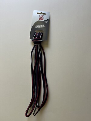 Sof Sole 45'' Athletic Oval Black Shoe Laces With Red and White Trim