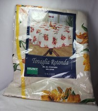 New Old Stock Yellow Lily's 60" Inch Round Tablecloth 100 Cotton Never Used