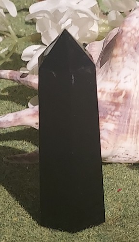 Obsidian Carved Gemstone Point 67g (C4) - Picture 2 of 3