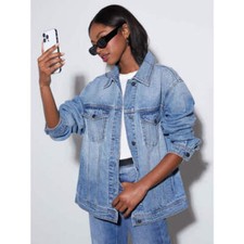 Button Up Collared Neck Denim Jacket