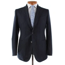 Stile Latino NWT Wool Two Piece Suit Size 48R (38R US) Blue w/ White Chalkstripe