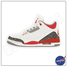 Air Jordan 3 Retro Fire Red Window Bumper Sticker Decal Size 3-6in