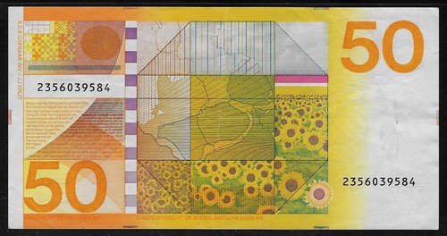 Niederlande 1982 50 Gulden P 96 gelbe Flecken ss- - Bild 2 von 2