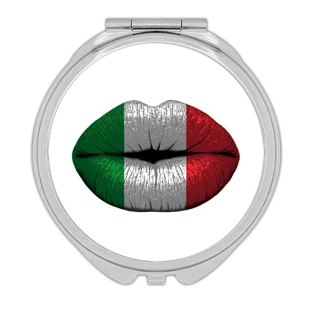 Gift Compact Mirror : Lips Italian Flag Italy Expat Country For Her Woman