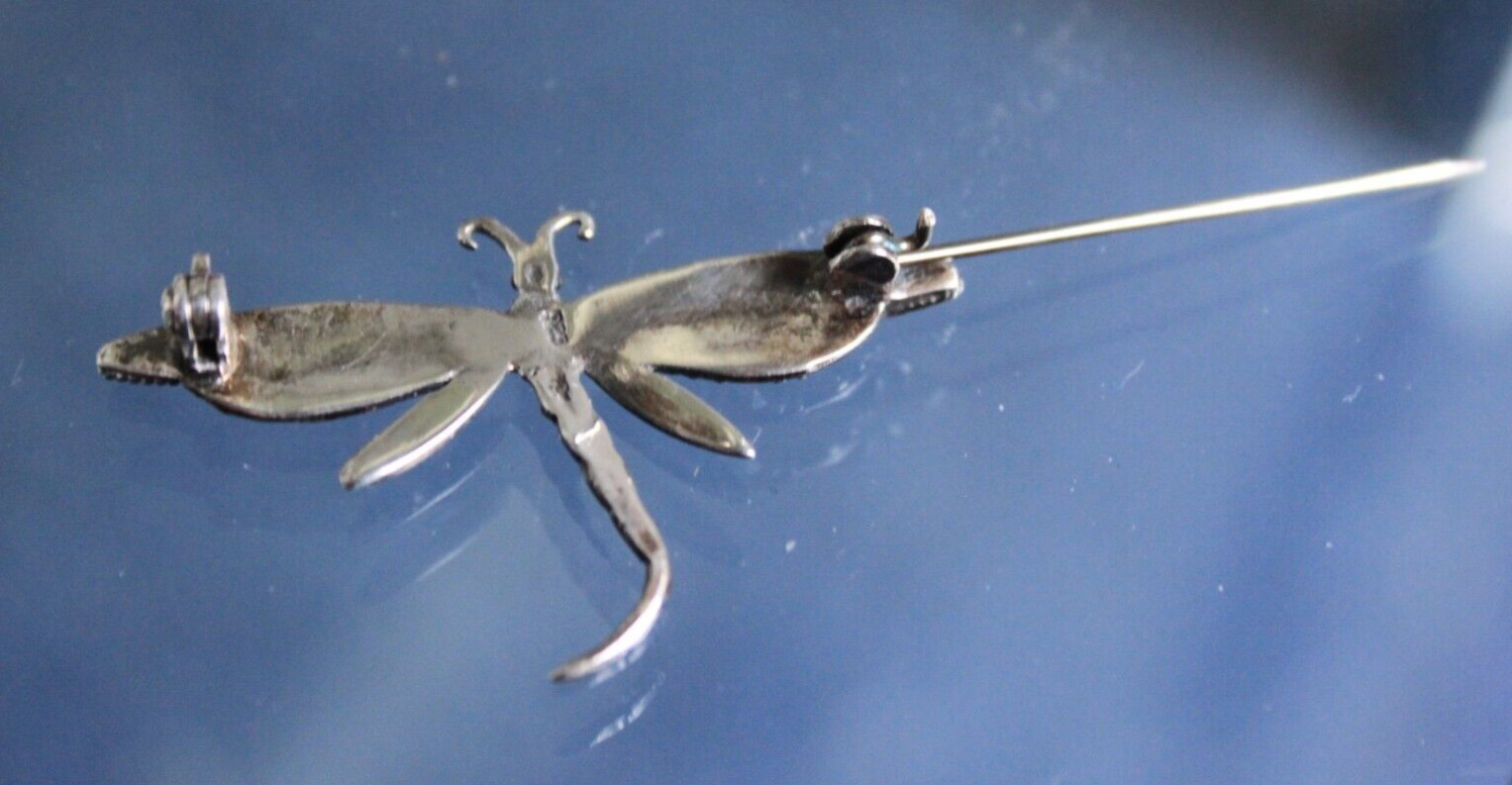 VINTAGE DRAGONFLY 925 SOLID SILVER, MARCASITE & M… - image 4