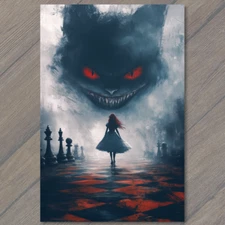 Art Print  Cheshire Cat Red Black Creepy Surreal Alice Wonderland Gothic Hallowe