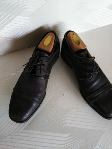 mens Italian Brown Leather shoes sz8 Milord distress factory narrow@4