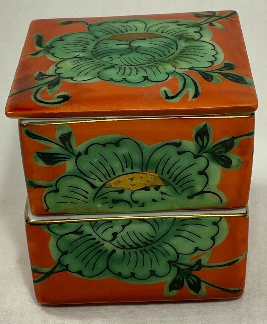 VINTAGE TAKAHASHI SAN FRANCISCO HAND DECORATED PORCELAIN 2 TIER