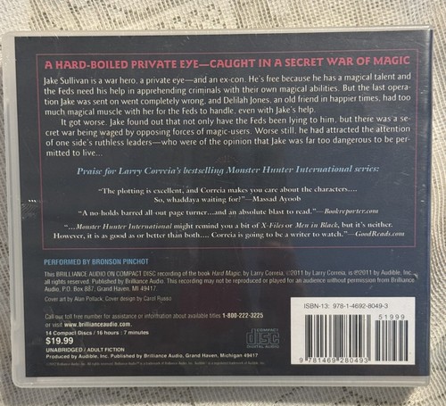 Hard Magic by Correia, Audiobook Compact Disc CD -Book 1 Grimnoir Chronicles - Foto 2 di 4