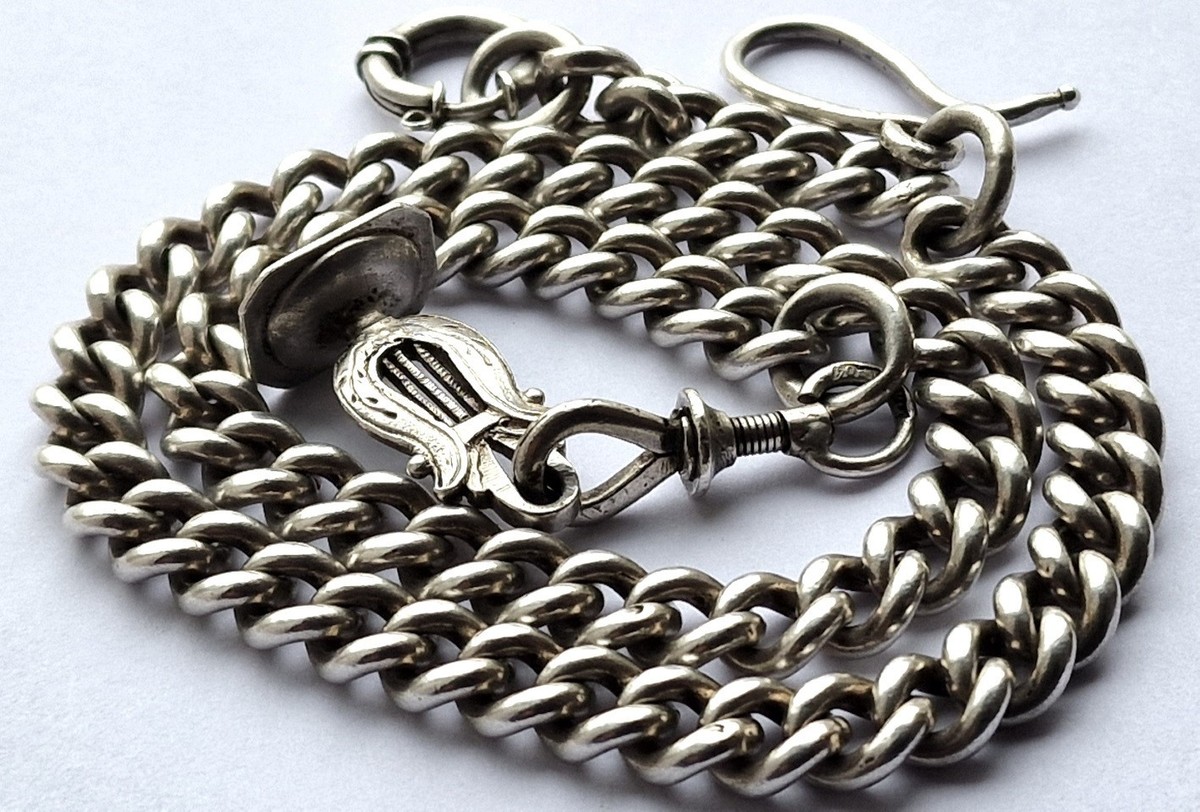 Chaîne De Montre De Poche Pendentif Sceau Lyra - Argent 84 Russie 19e Siècle - Antiquité