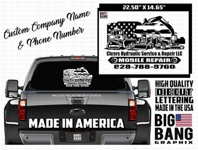 Heavy Equipment Mechanic Business Decal Sticker Door Window Tailgate CUSTOM Name