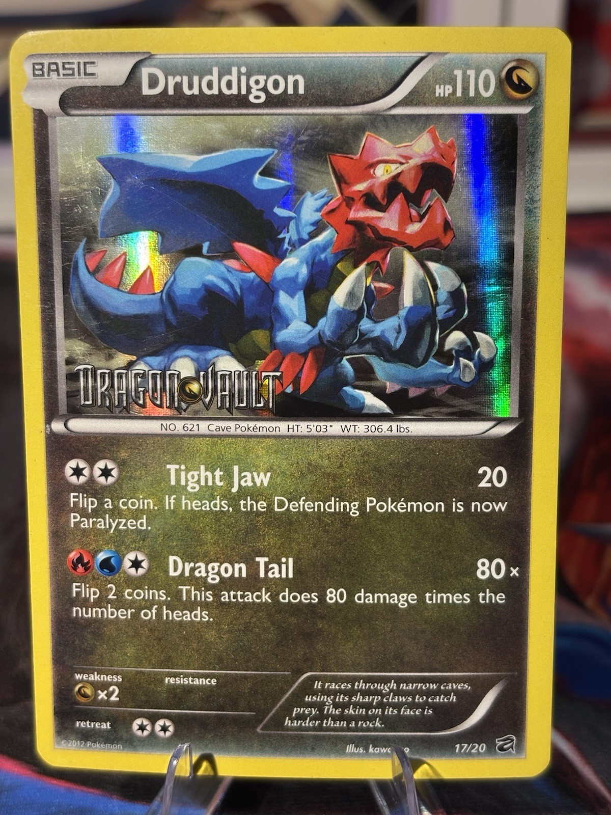 Pokemon 2012 B&W Dragon Vault Druddigon 17/20 [Stamped] Holo Card LP