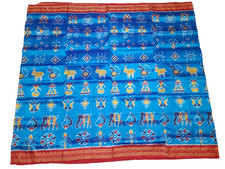Copper Sulphate Blue Handloom Odisha Navarangi Khandwa Silk Saree sari