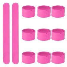 10 Pcs Silicone Slap Bracelets, Snap Wrist Bracelets, Rose Red