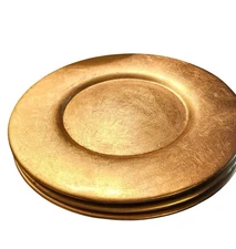 Set Of 3 Pier 1 Gold Charger Plates 13" Diameter Elegant Tableware Decor